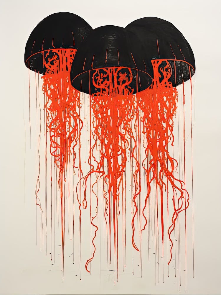 Jellyfish, Woodblock Animal Drawing 3