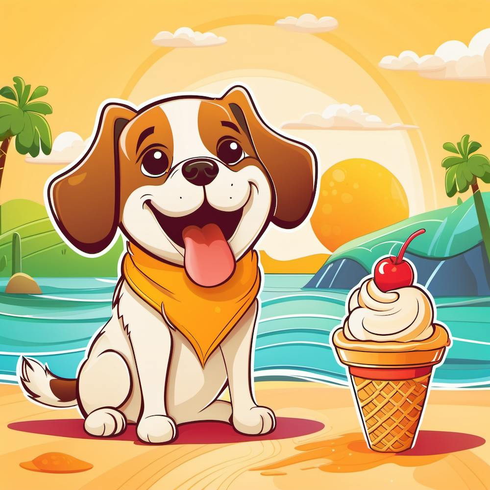 Chien mangeant de la glace !