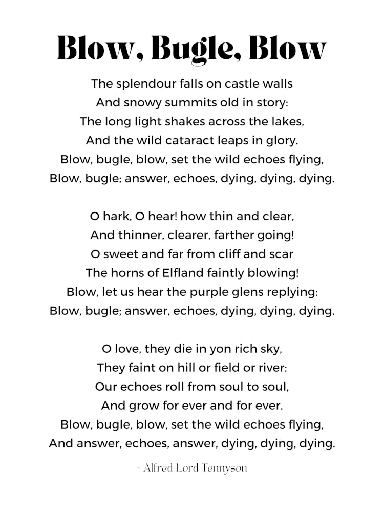 Blow Bugle Blow Poem By Alfred Lord Tennyson Wall