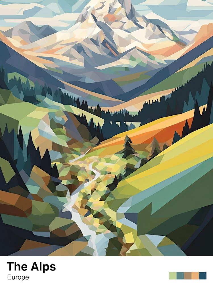 The Alps   Geometric Vector Illustration 4 Poster