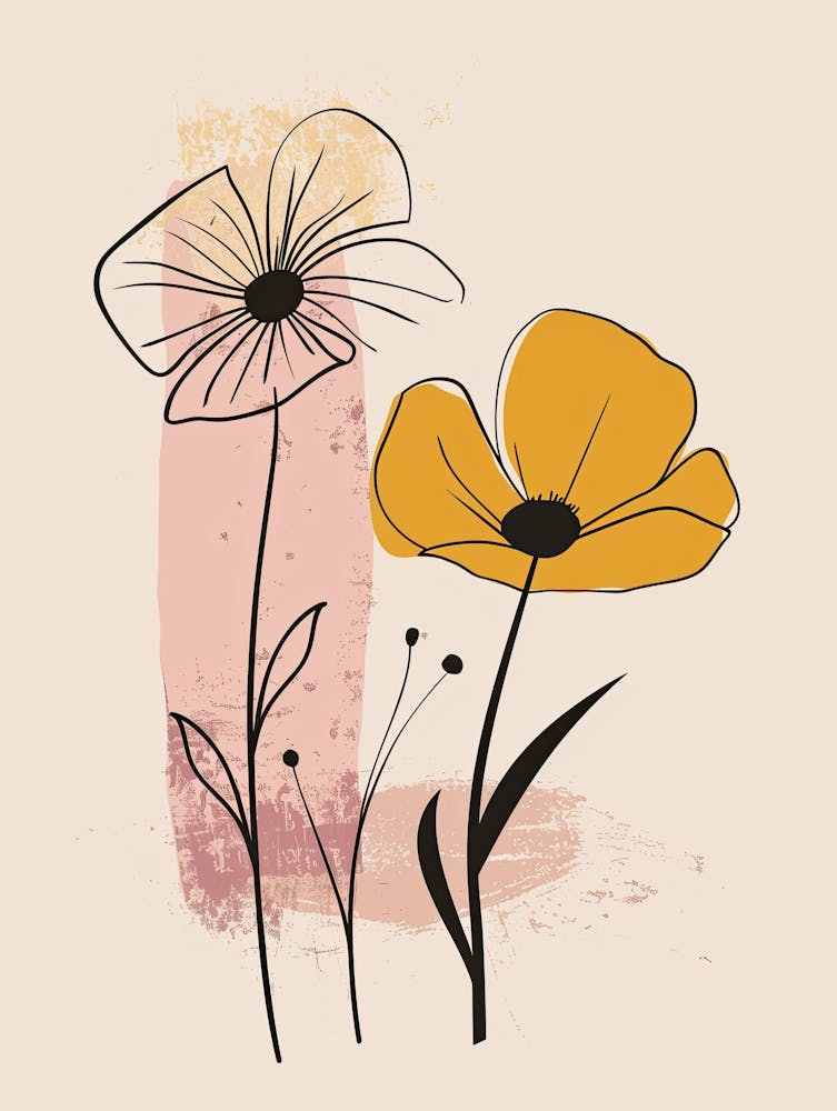 Two Flowers On A Beige Background 1