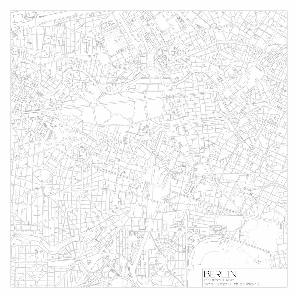 Berlin Deutschland city map black on white blueprint design