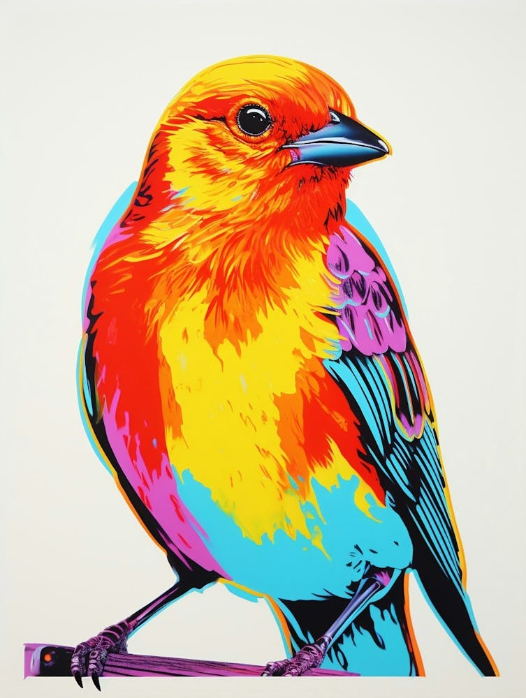 Andy Warhol Style Bird Cowbird 4
