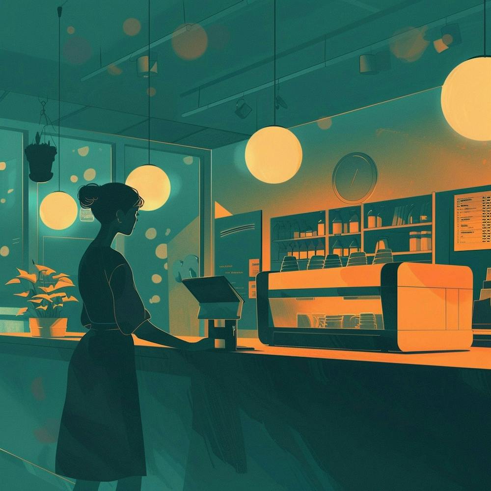 Illustration Of A Woman At A Coffee Shop