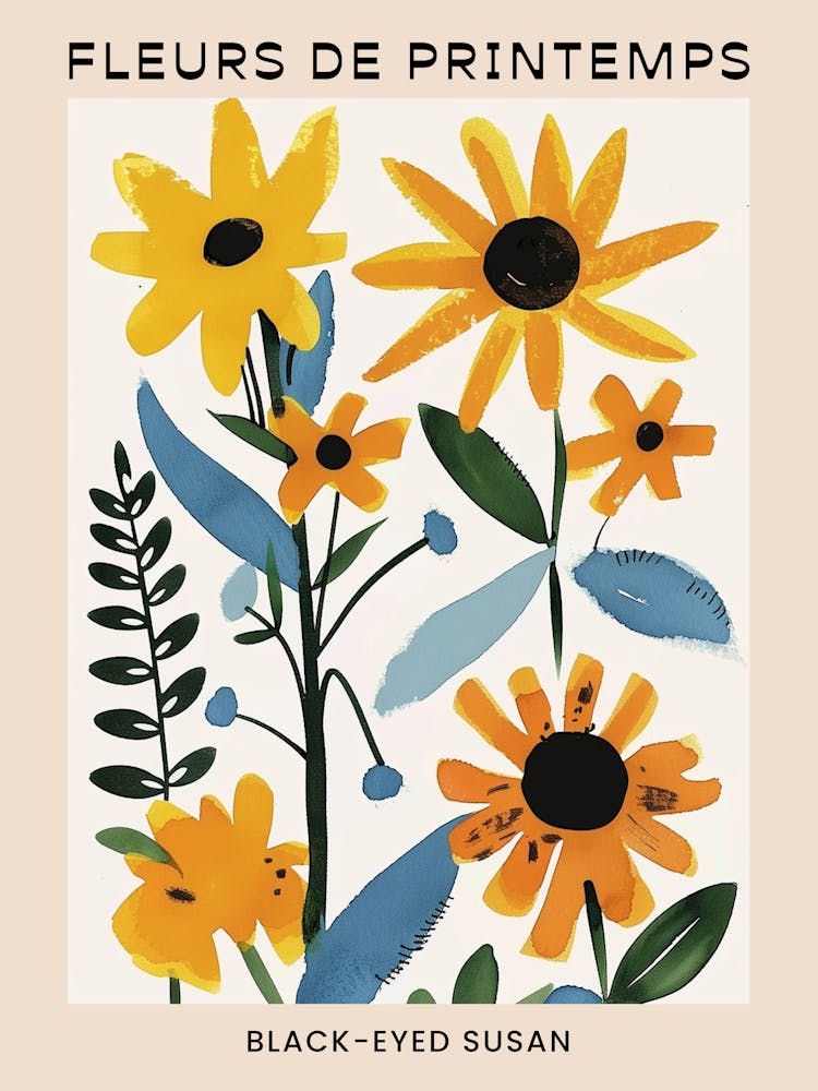 Spring Floral French Poster  Black Eyed Susan 3
