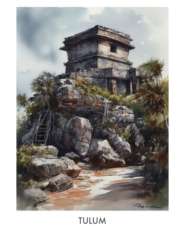 Tulum Watercolor 3travel Poster