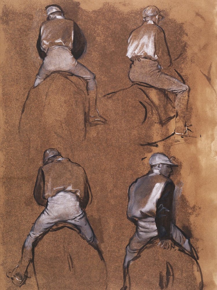 Four Studies Of A Jockey, Edgar Degas