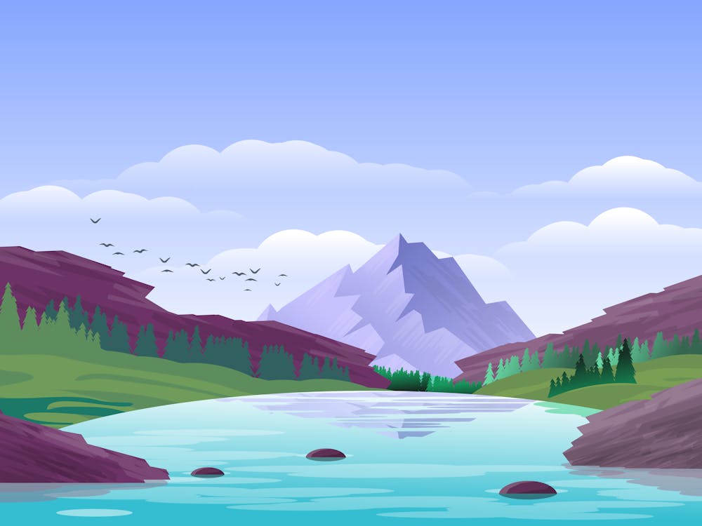 Lake Mountain Nature Reflection Water Sky Clouds Hills Forest Environment Scenery Scenic Art
