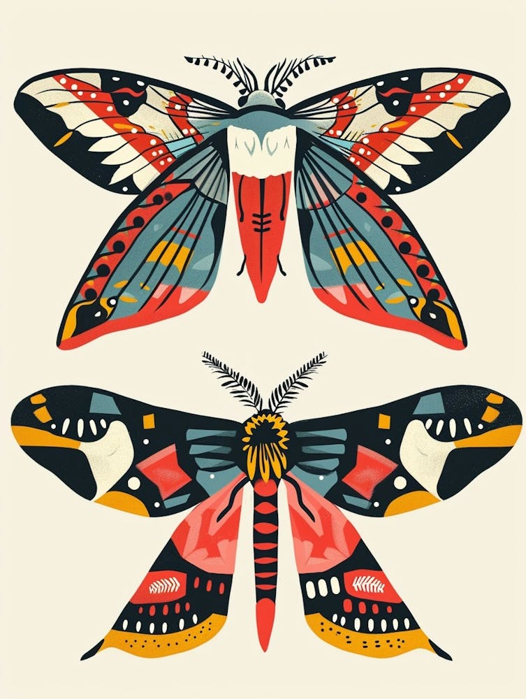 Colourful Insect Illustration Moth 34