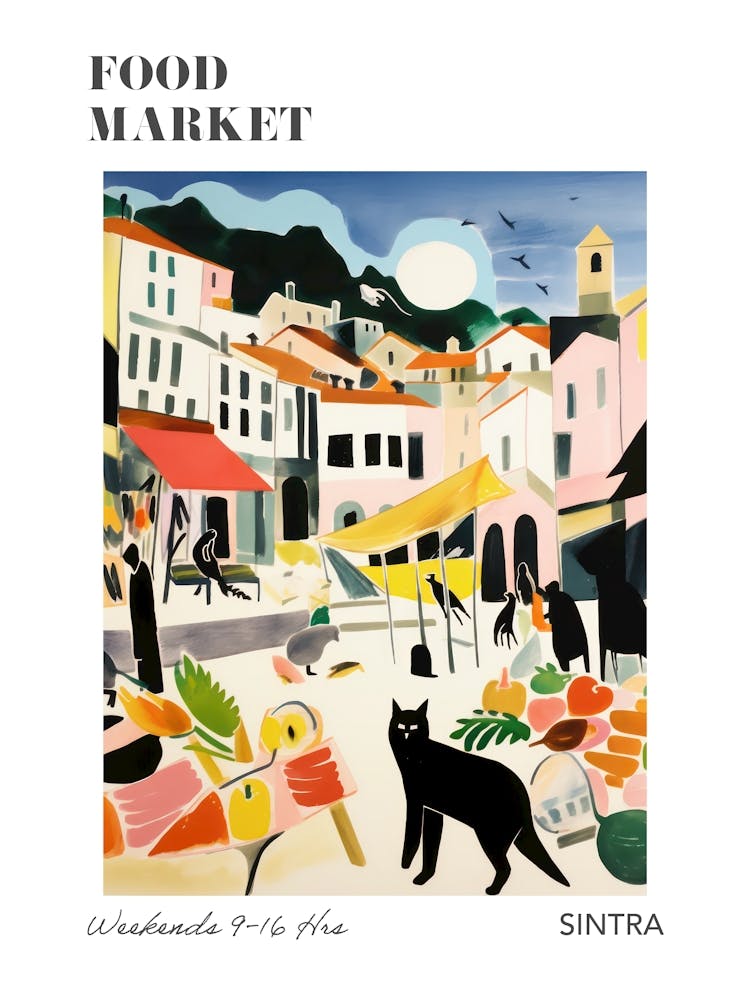 The Food Market In Sintra 2 Illustration Poster