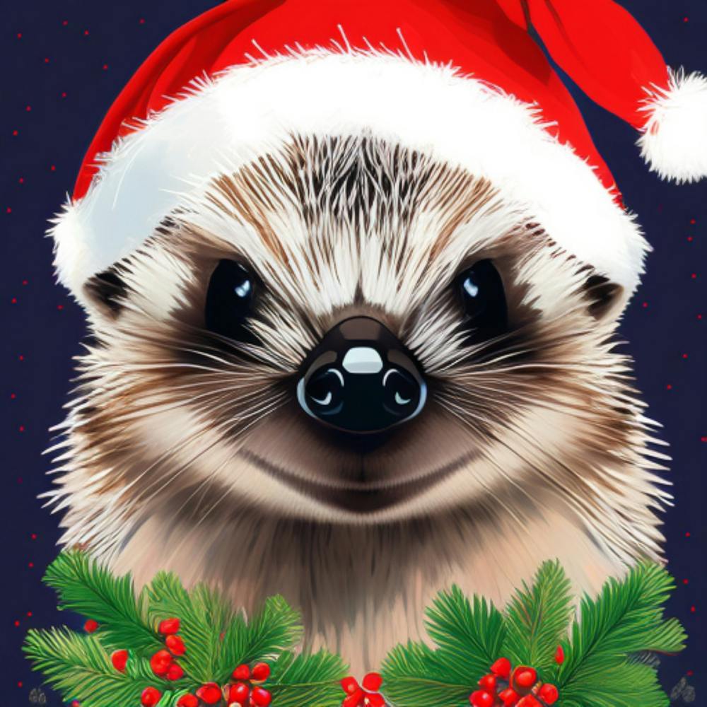 Hedgehog In Santa Hat