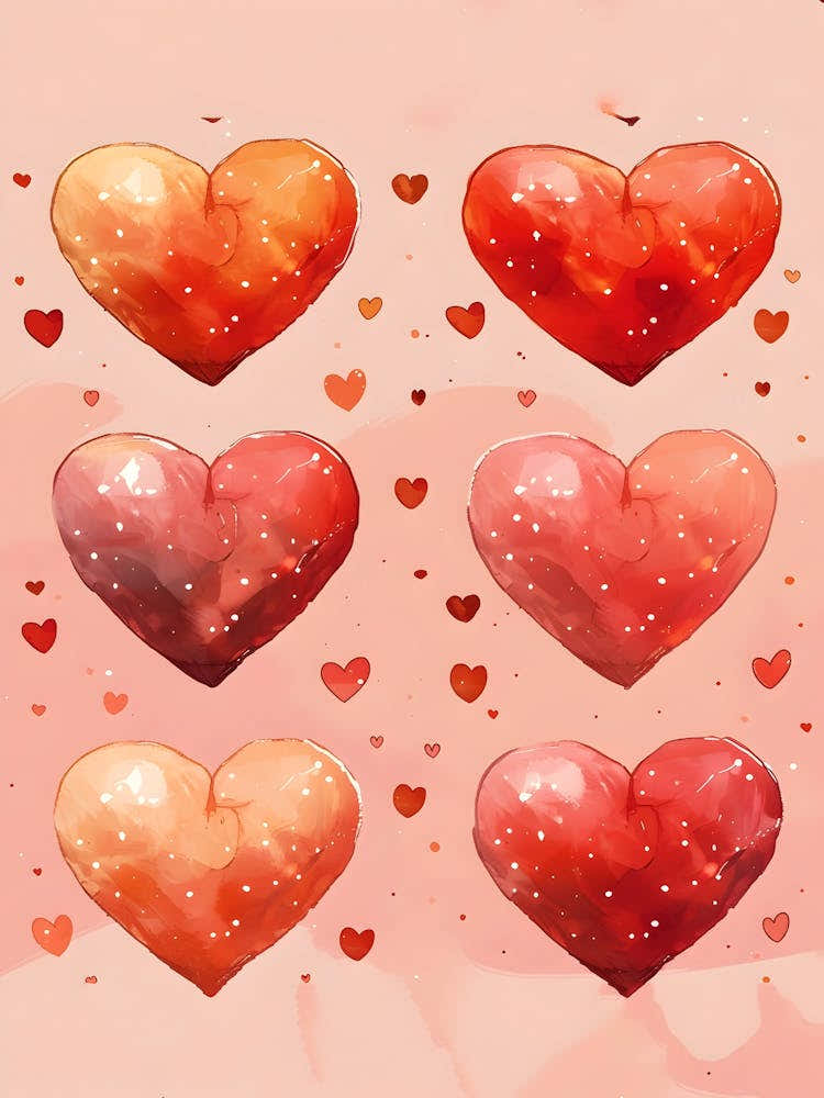 Watercolor Hearts 1