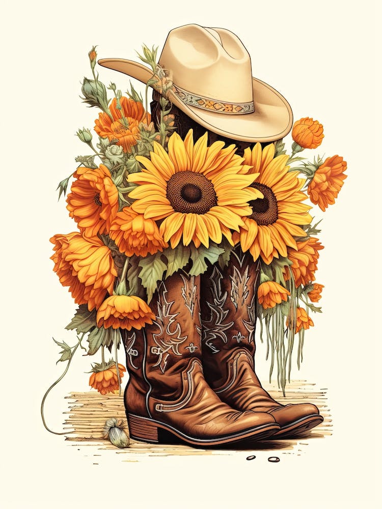 Western Flowers And Boots 2