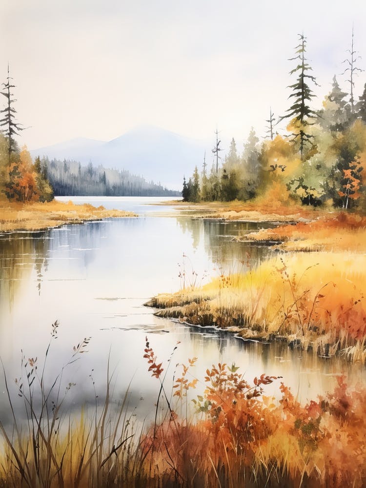 Lake In The Woods In Autumn, Painting 27