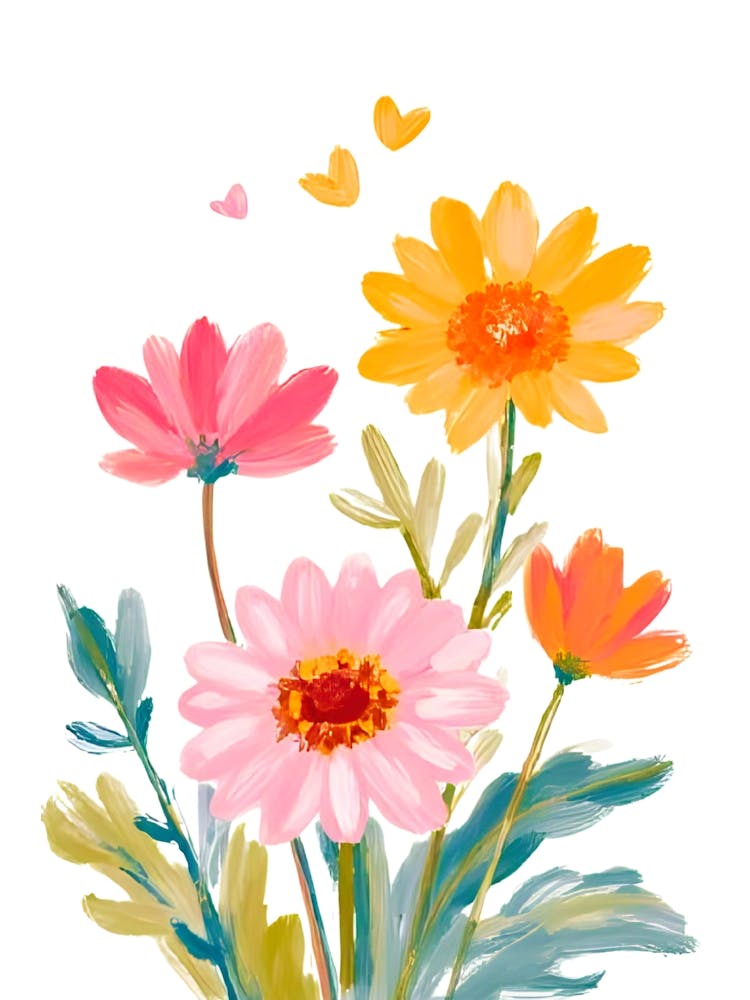 Sweet flowers with hearts