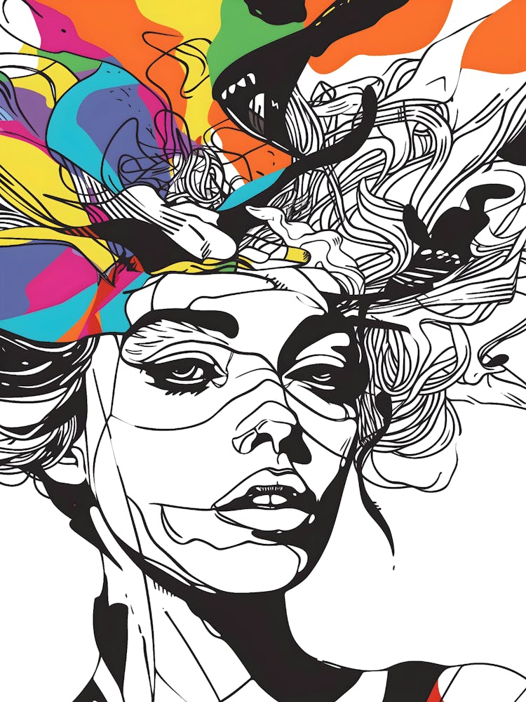 Girl With Colorful Hair