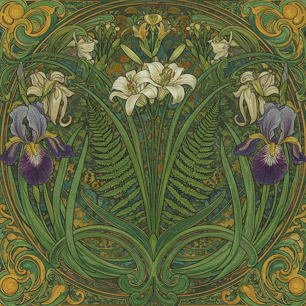 Ferns And Irises