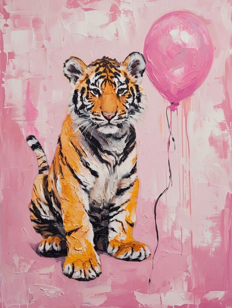 Cute Bengal Tiger 1 With Balloon