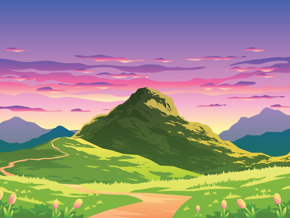 Landschaft bei Sonnenuntergang