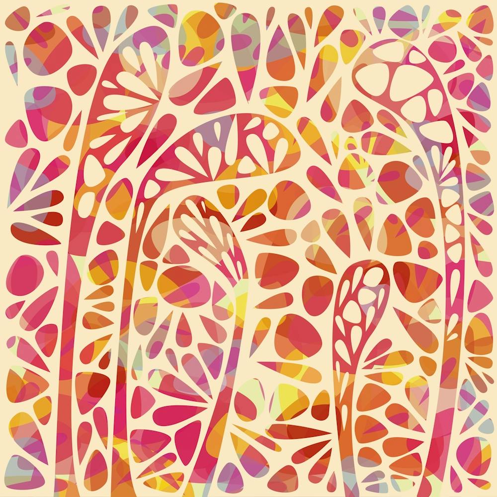 Abstract Painting in Pink Cream and Orange