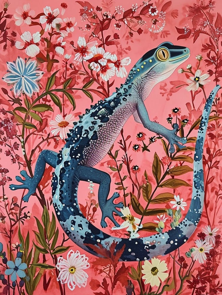 Floral Animal Painting Gecko 3