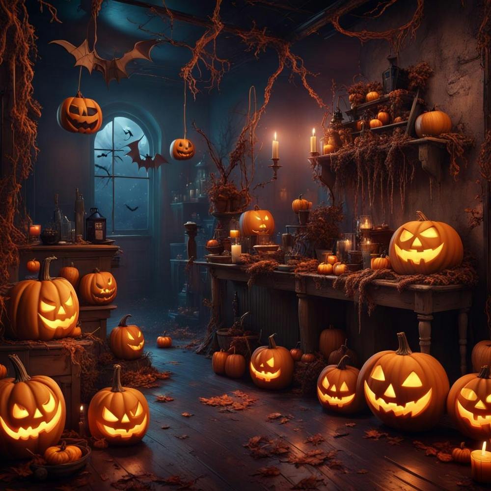 Halloween Room With Pumpkins