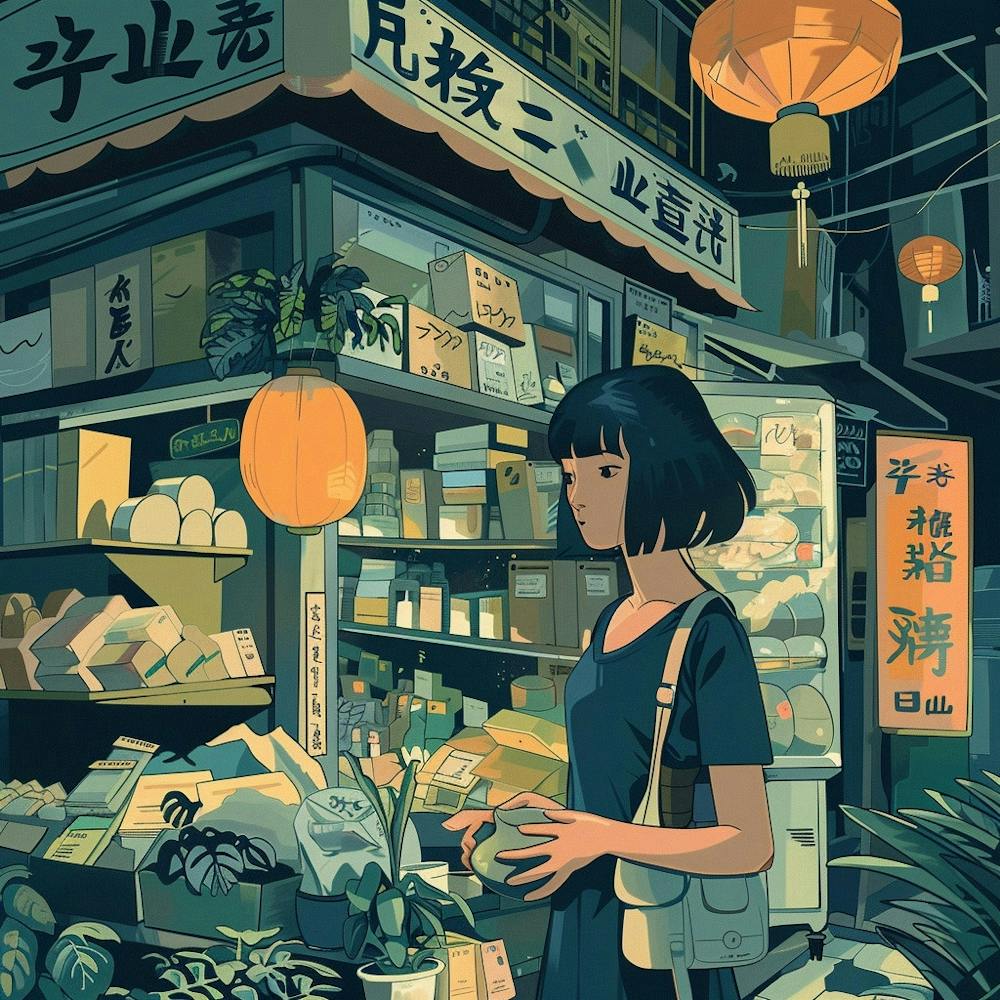 Asian Girl In A Shop