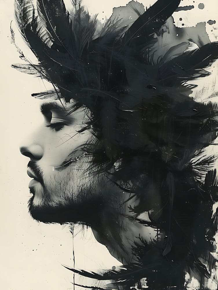 Whimsical Dark Feathers Man 8