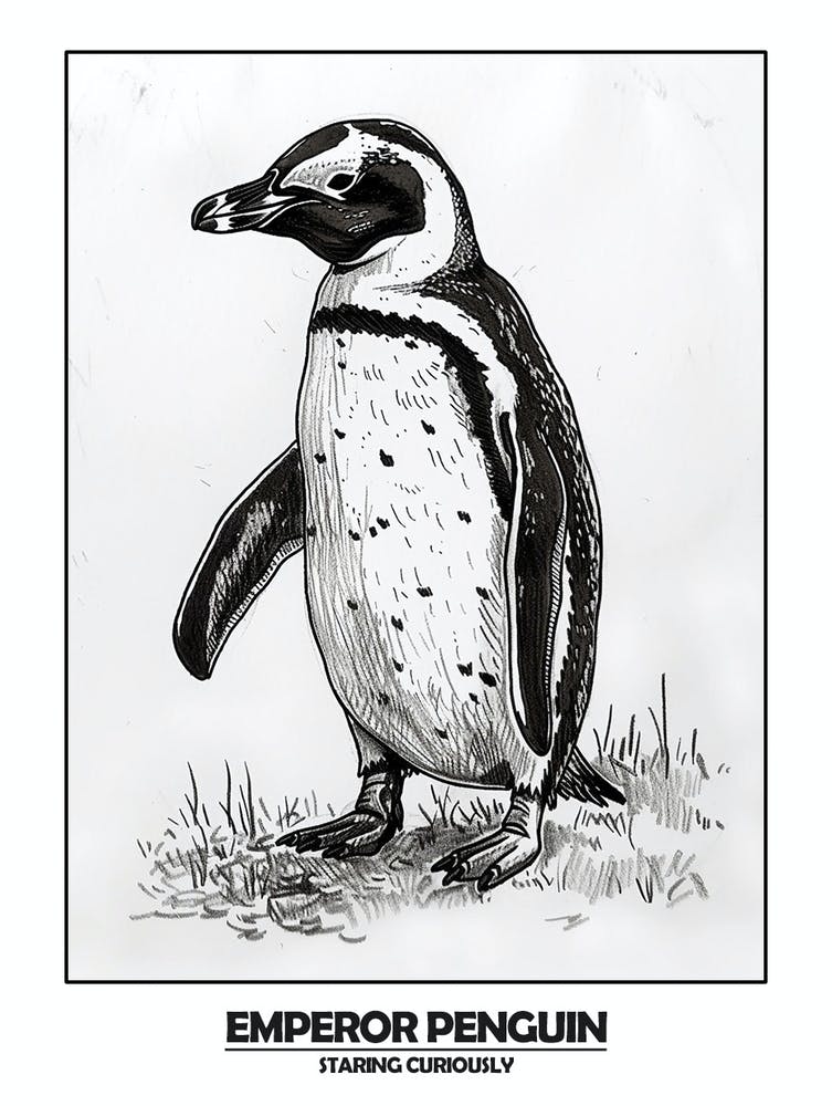 Penguin Staring Curiously Poster 5