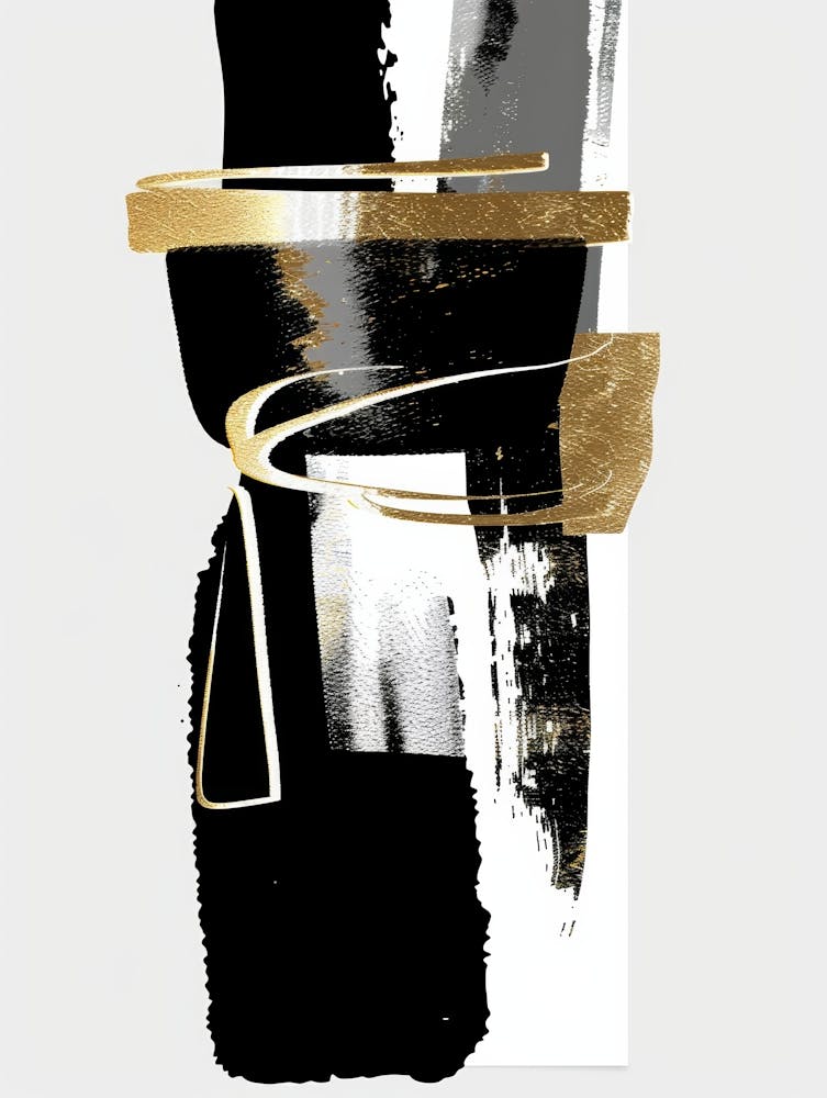 Abstract Black And Gold Painting 9