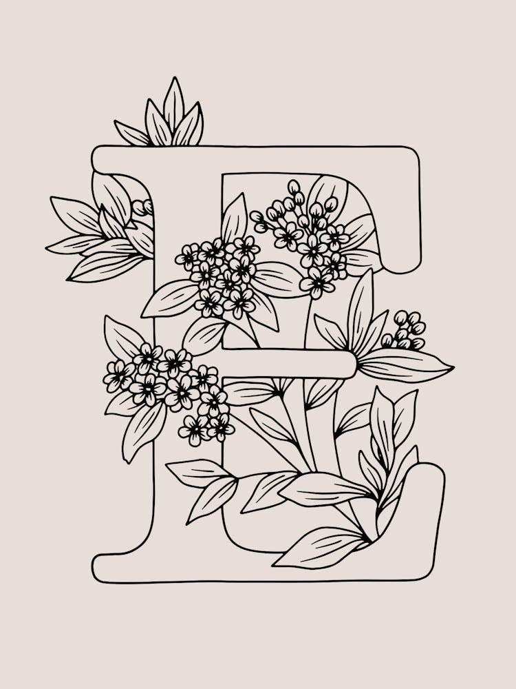 E FLORAL INITIAL