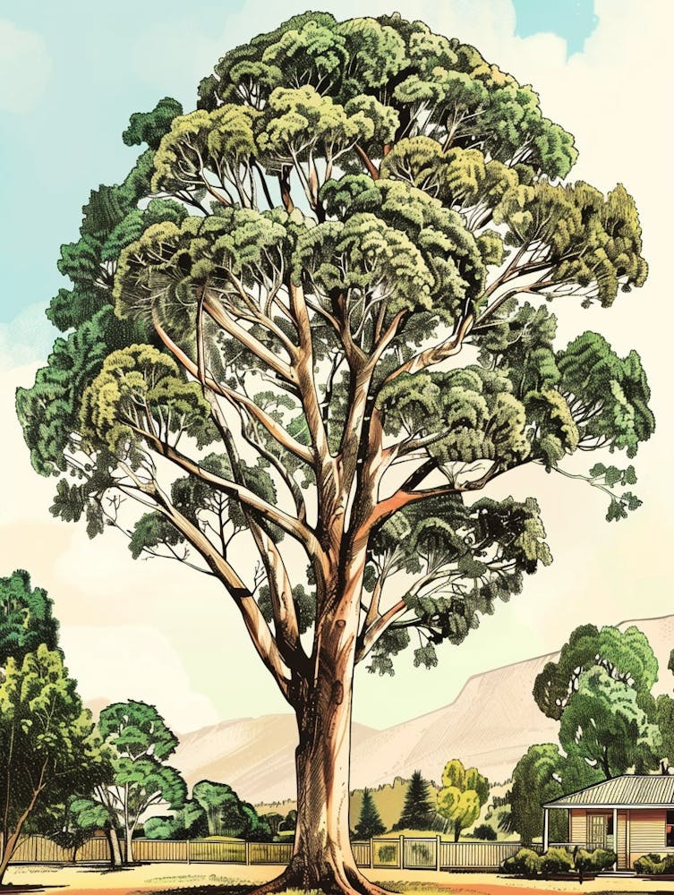Eucalyptus Tree Storybook Illustration 4