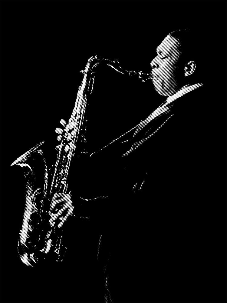 John Coltrane Illustration d'Art Linéaire 4