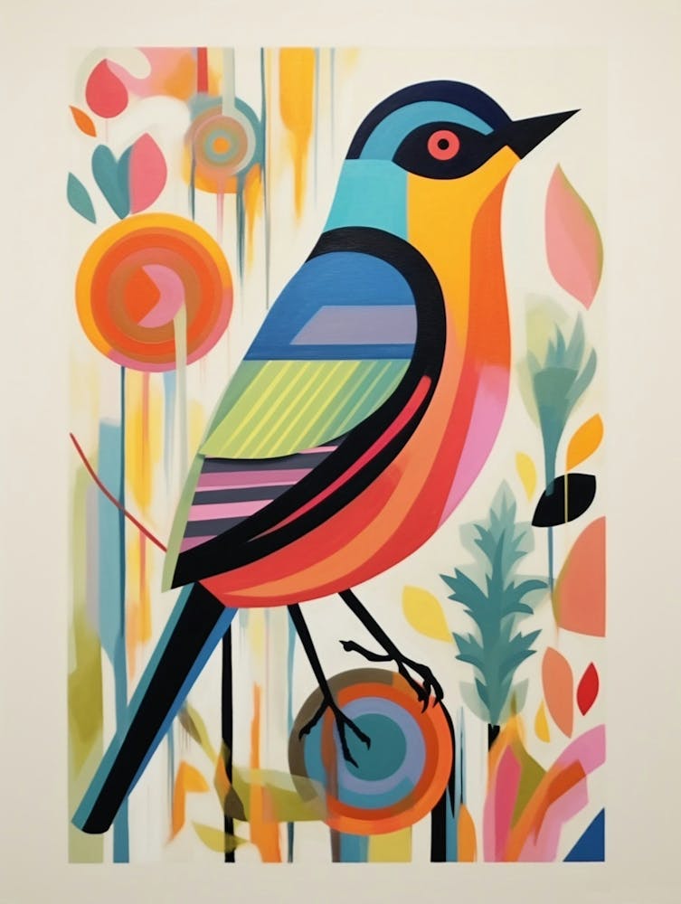 Colourful Scandi Bird Robin 1