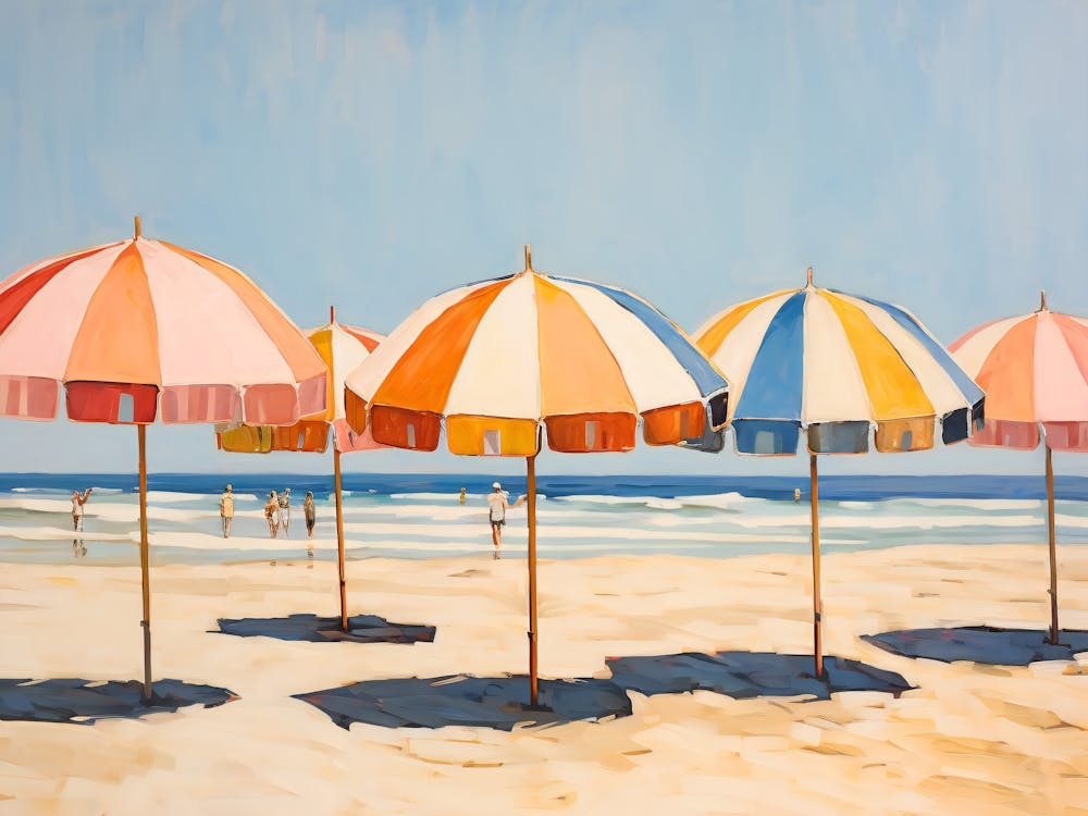 Beach Umbrellas, Beach, Pastel Colors,Preppy Aesthetic , Summer, Trendy