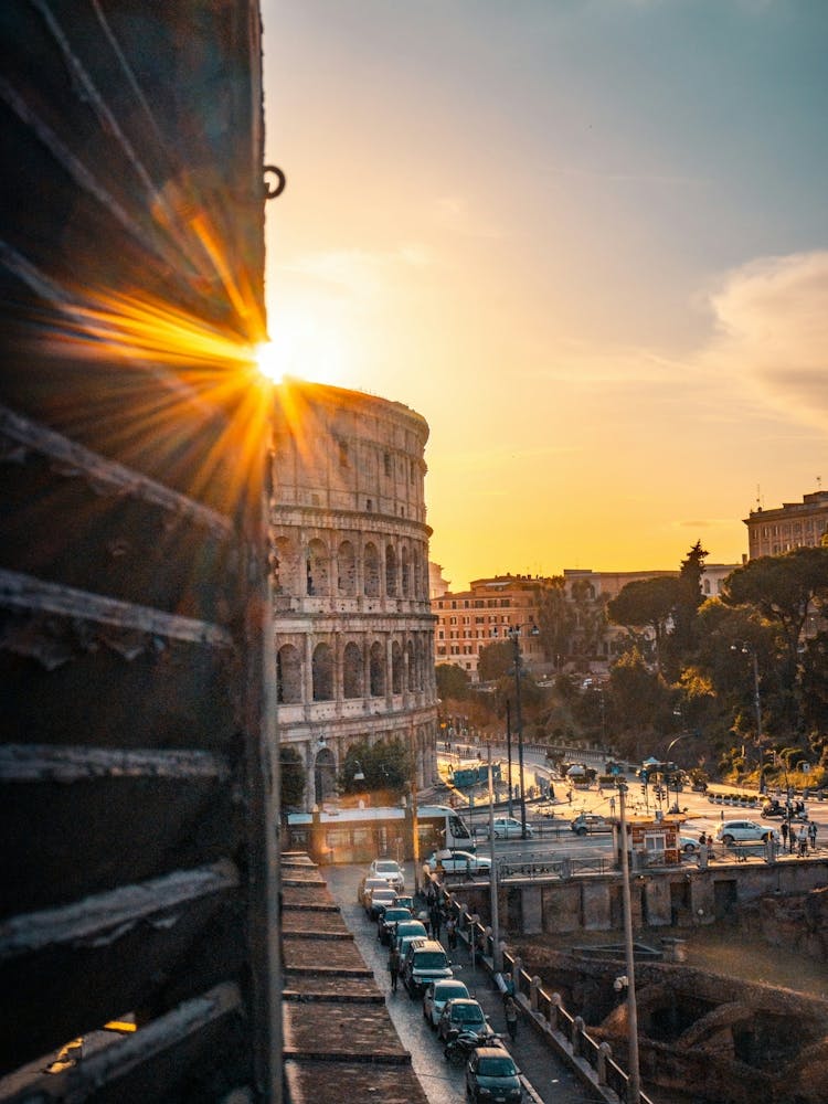 Sunset In Colosseum Rome Italy