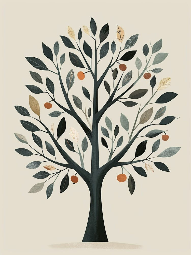 Apple Tree Minimal Japandi Illustration 5