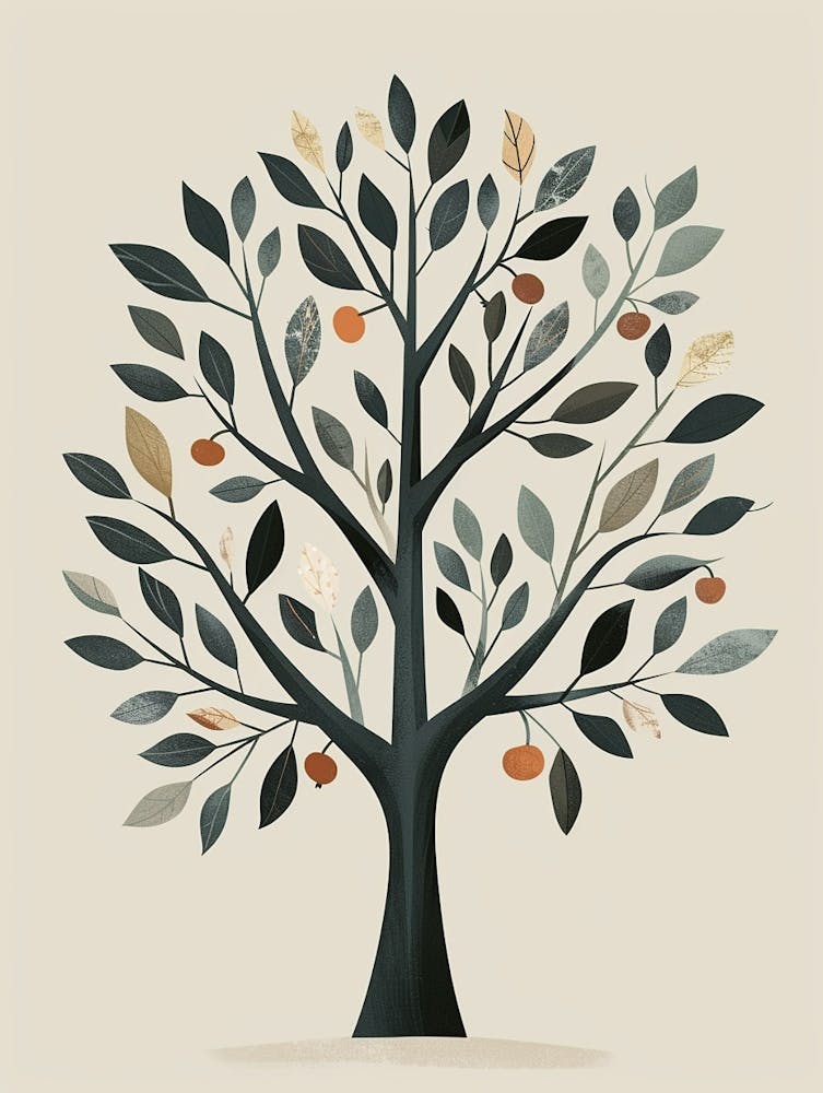 Apple Tree Minimal Japandi Illustration 5