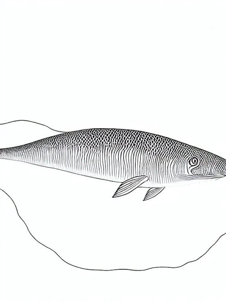 Basilosaurus Black & White Drawing