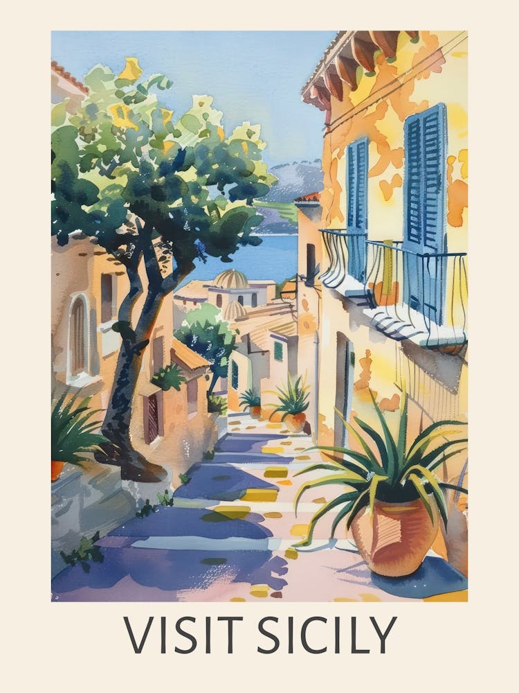 Visit Sicily Street Travel Poster