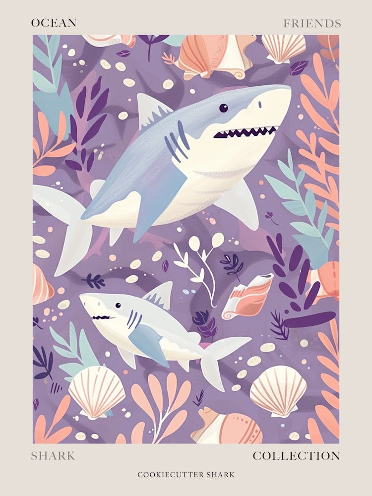 Purple Cookiecutter Shark Illustration 1 Poster