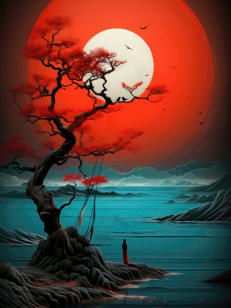 Asian Japanese Art Full Moon