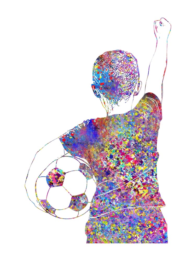 Boy Soccer Player Watercolor