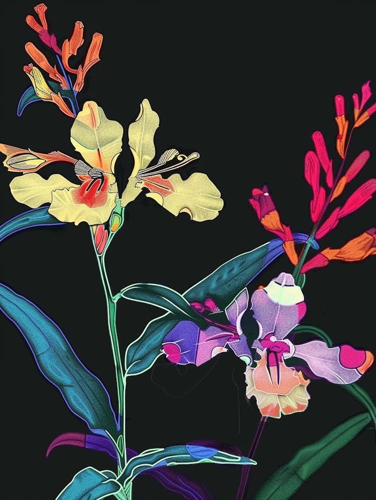 Neon Flowers On Black Snapdragon 2