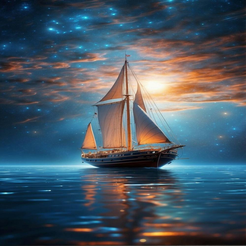 Sailboat In The Night Sky