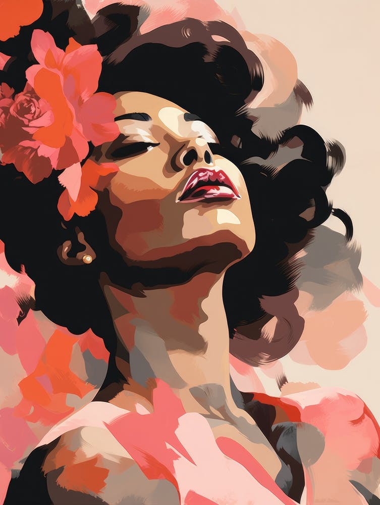 Afro-American Woman With Flowers