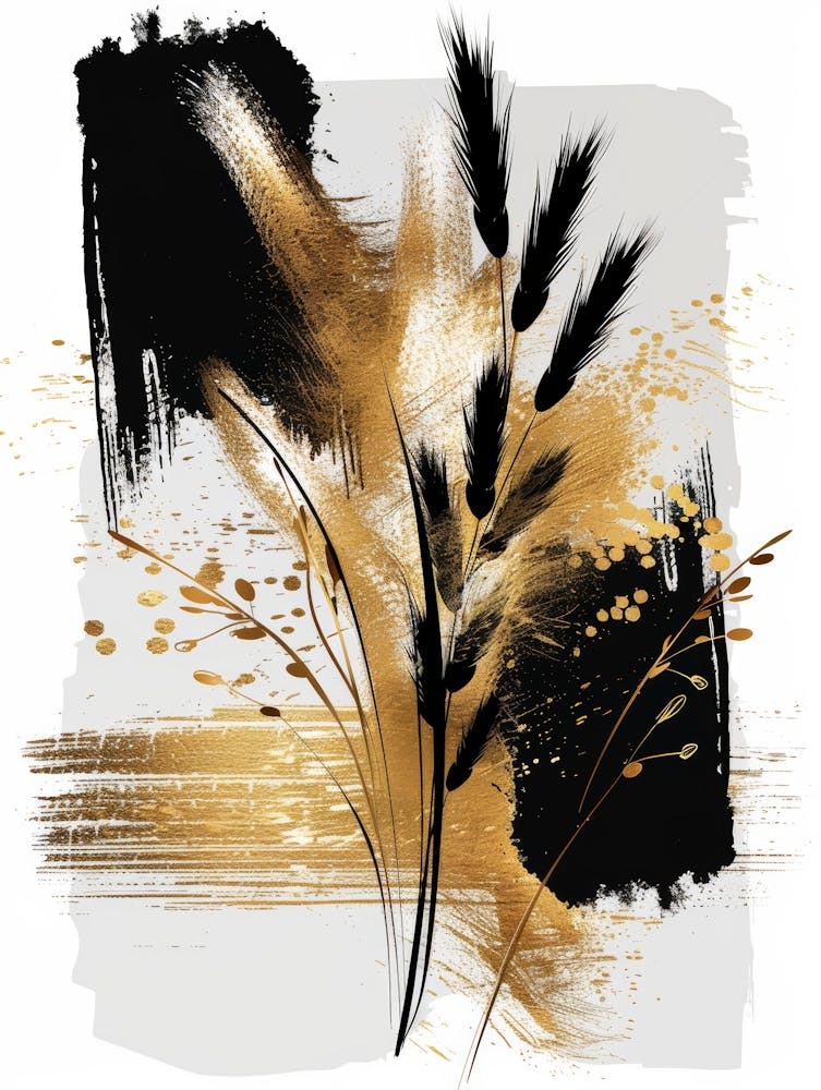 Gold And Black Abstract Painting 9