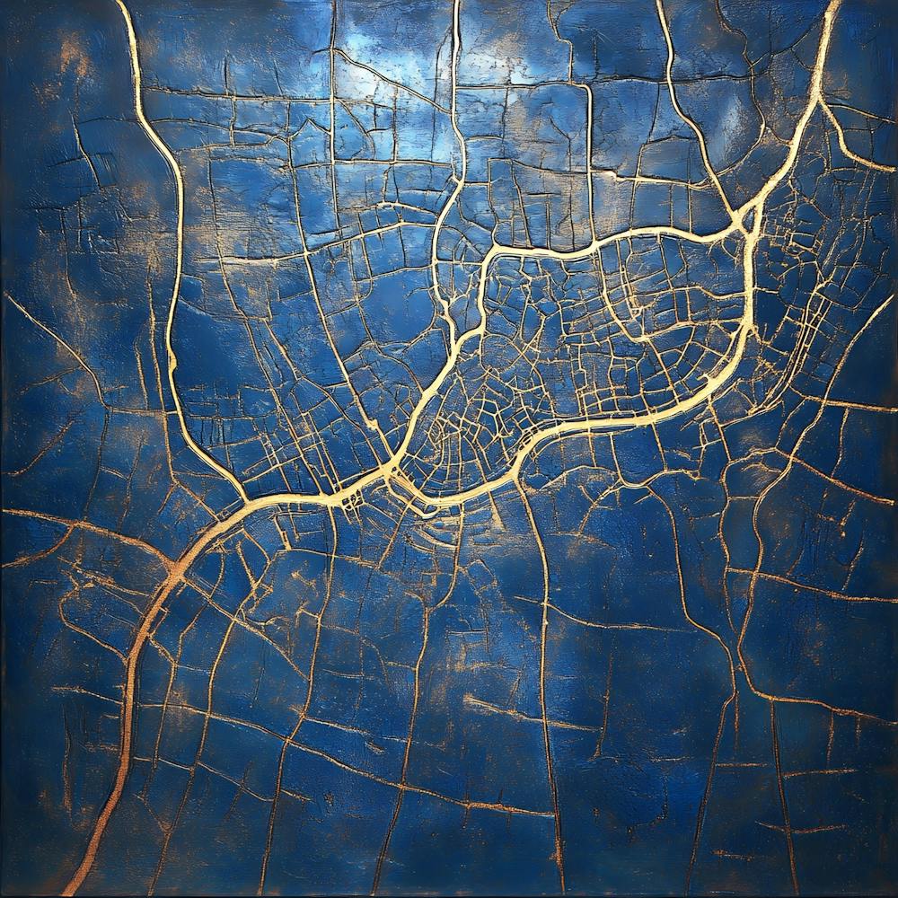 Blue And Gold City Map