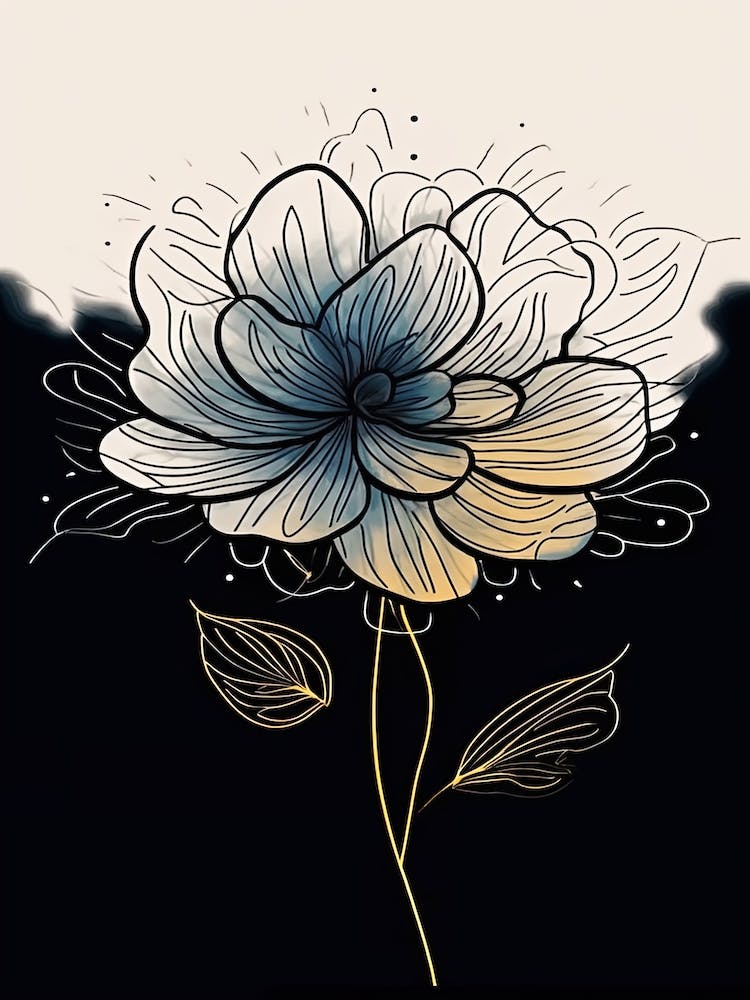 Dahlia Line Art Flowers Illustration Neutral 11