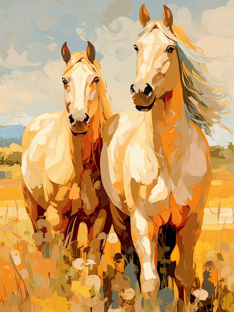 Horses Painting In Montana, Usa 1